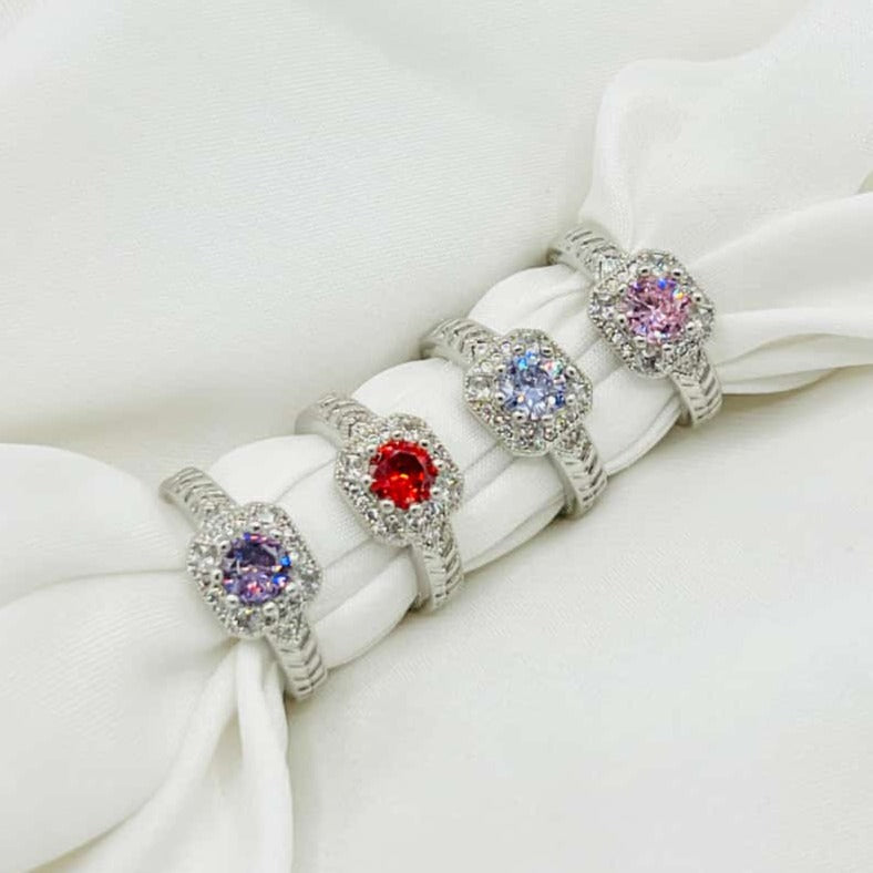 Fashion Silver Color decent Rings for Women Fashion White Zircon Crystal Rings