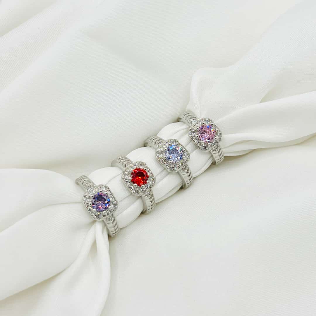 Fashion Silver Color decent Rings for Women Fashion White Zircon Crystal Rings