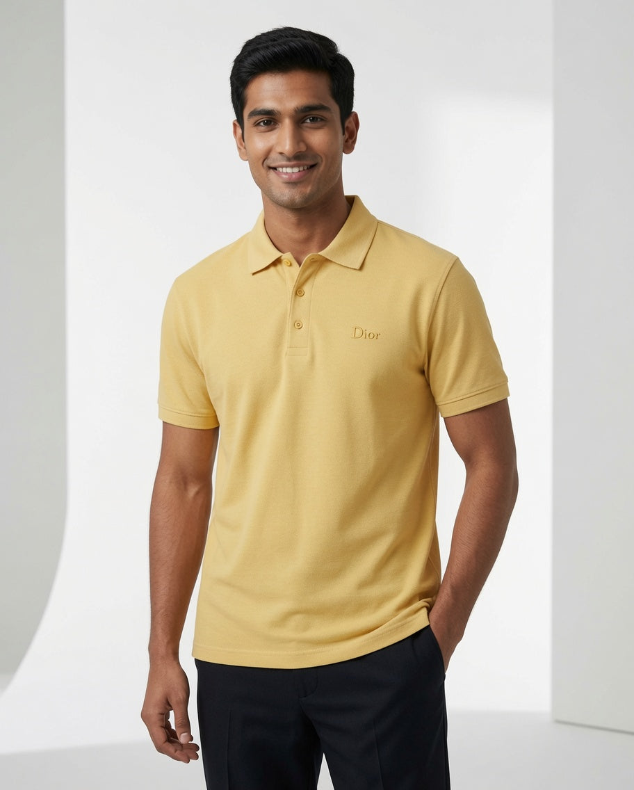 Signature Contrast Polo Shirt Yellow