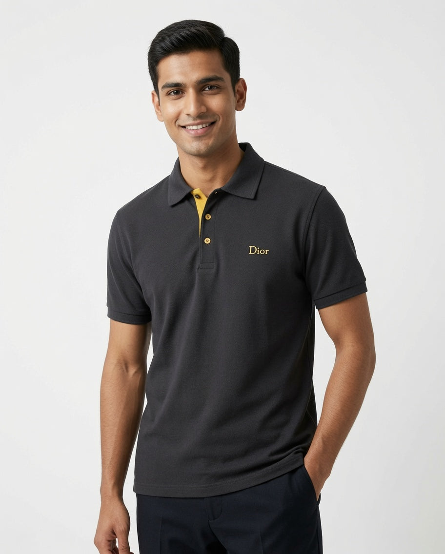 Signature Contrast Polo Shirt Grey