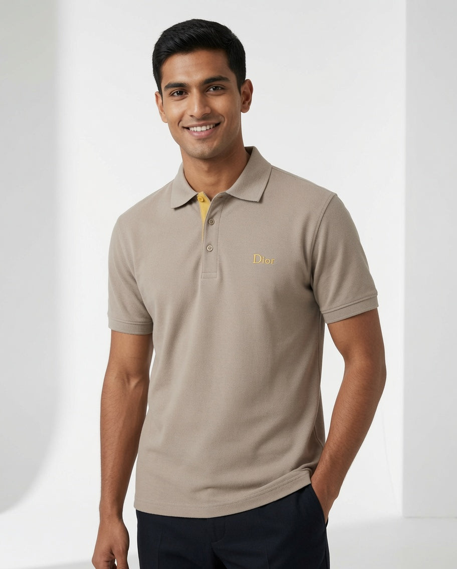 Signature Contrast Polo Shirt Taupe