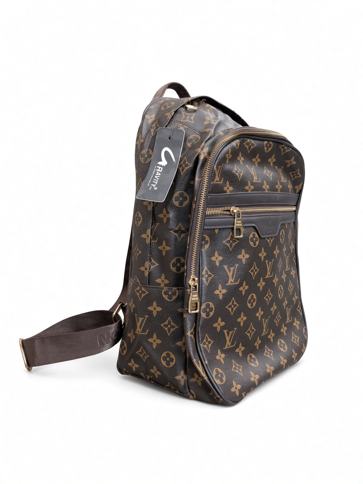 Monogram Luxe Backpack gold zip