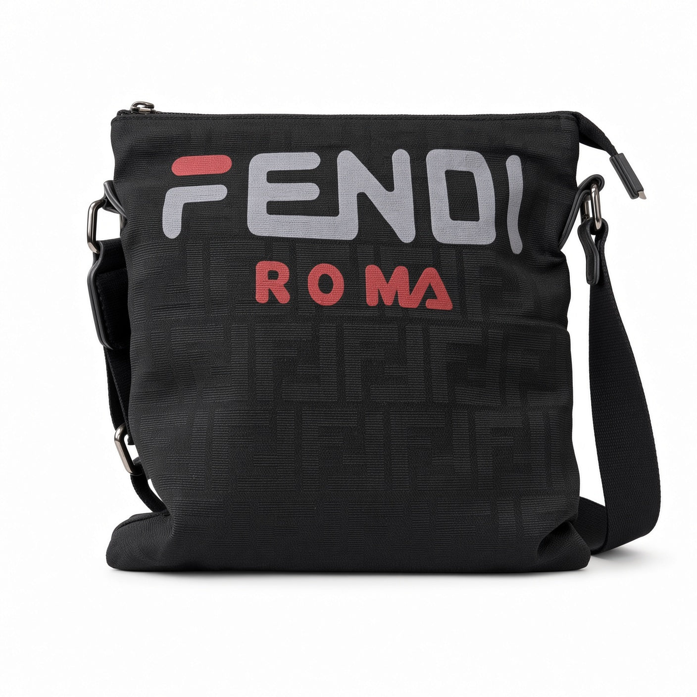 Fendi Roma Black Canvas Crossbody Bag
