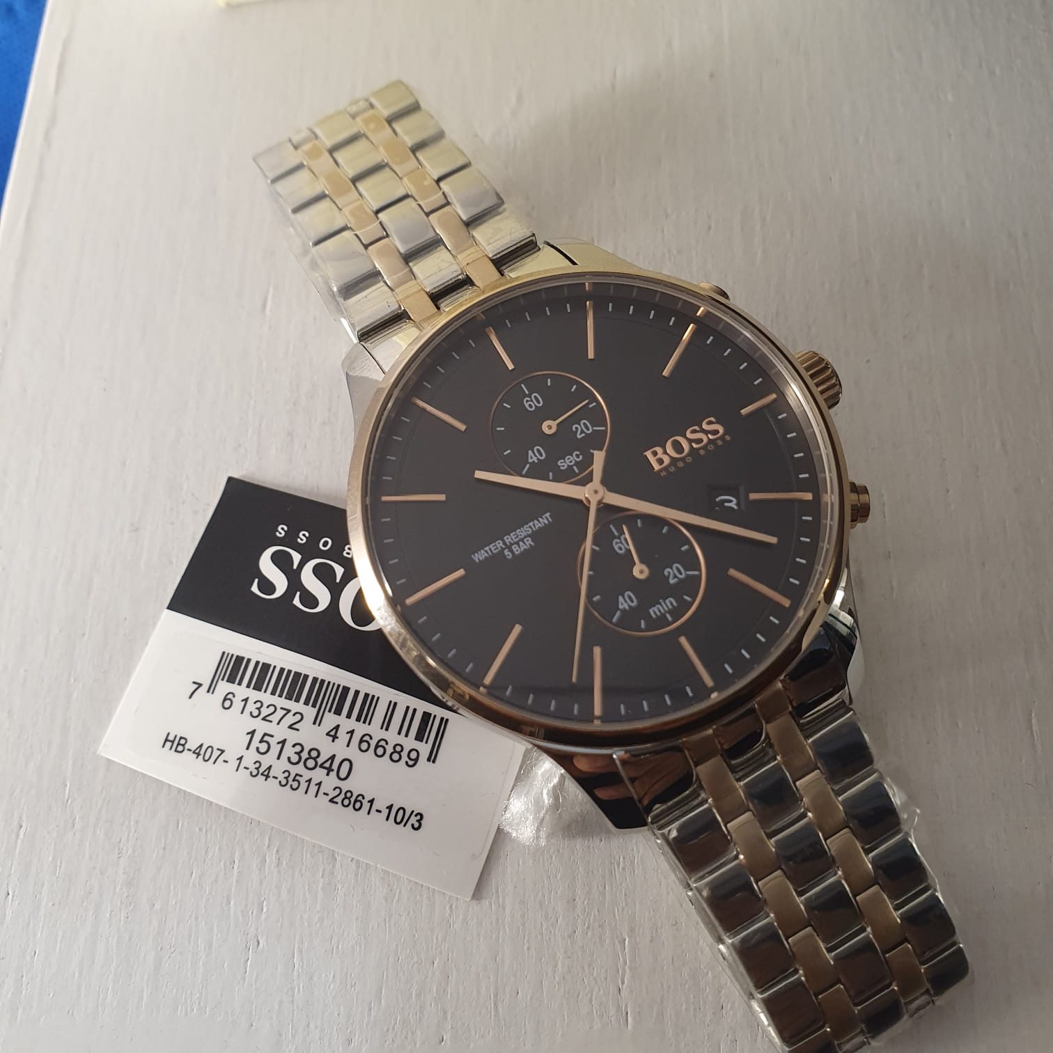 HUGO BOSS Mens Stainless Steel Black Dial Watch 1513840(Original)